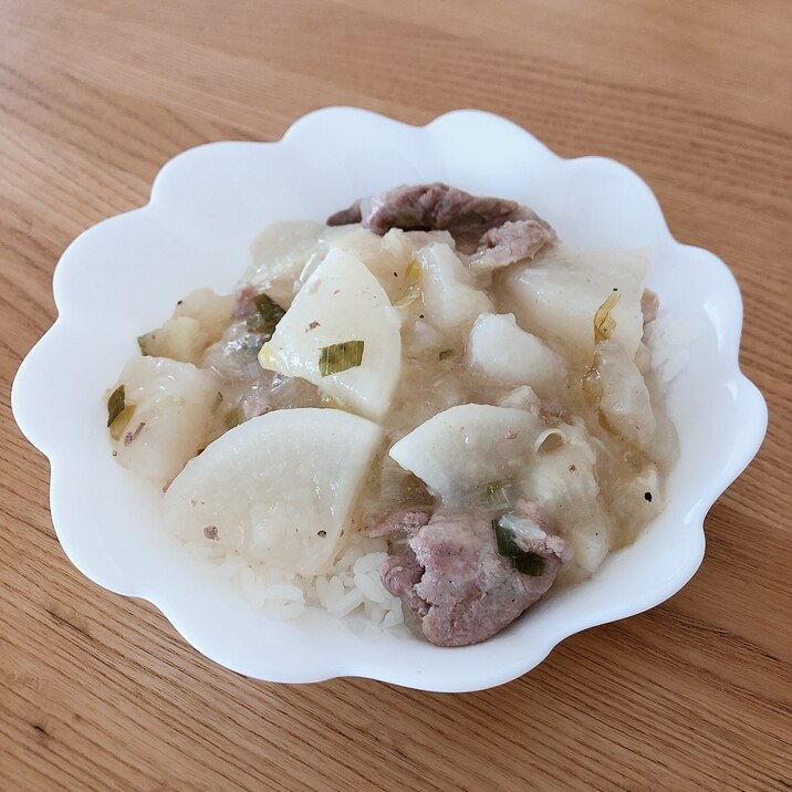 大根と豚肉のさっぱり塩炒め煮